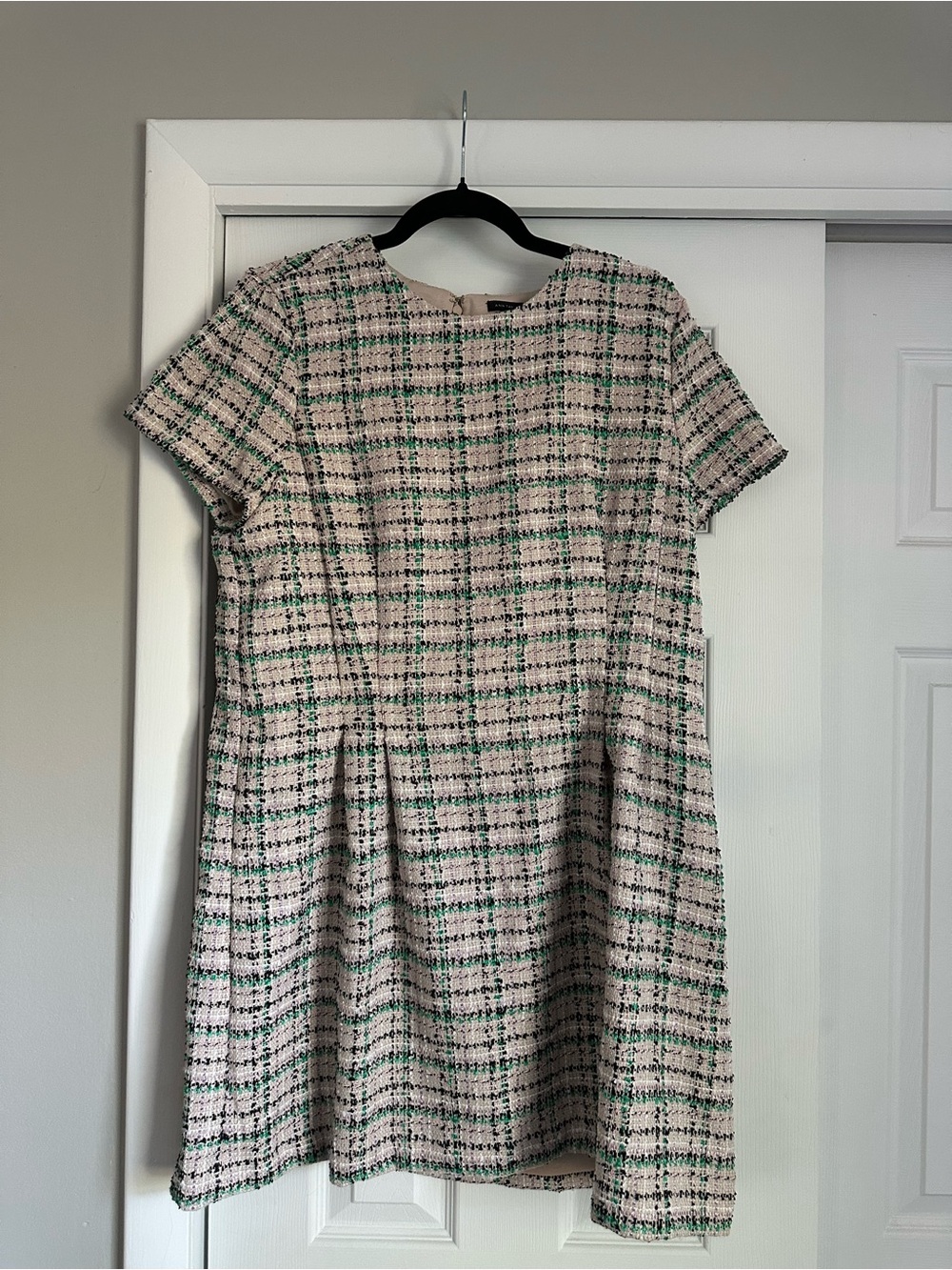 Ann Taylor Petite Plaid Tweed Flare Dress